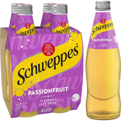 Schweppes Passionfruit Soft Drink 300mL x 4 pack