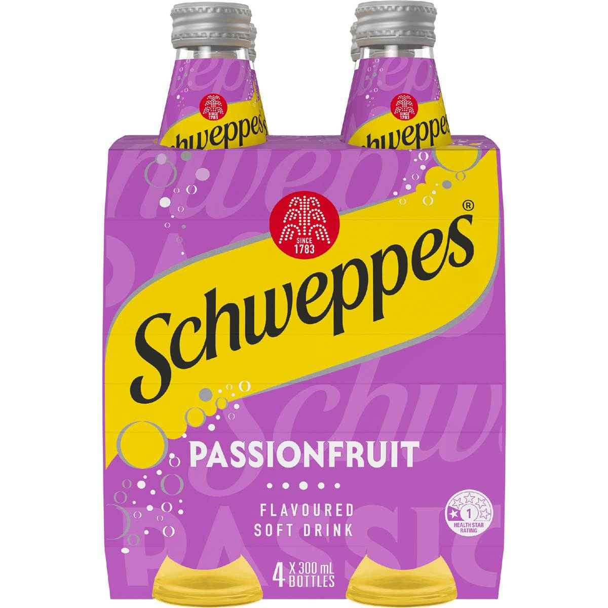 Schweppes Passionfruit Soft Drink 300mL x 4 pack