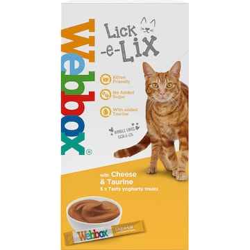 Webbox Lick-E-Lix Yoghurty Cat Treats Cheese & Taurine 15g x 5 pack