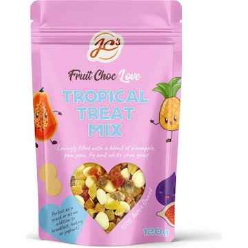 JC's Fruit Choc Tropical Treat Mix 120g