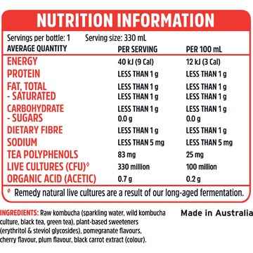 Remedy Small Batch Kombucha Pomegranate & Cherry 330mL