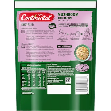 Continental Pasta & Sauce Mushroom & Bacon 80g