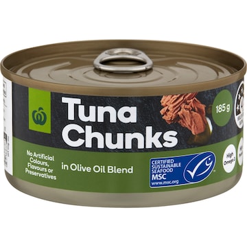 Woolworths Tuna Chunks In Olive Oil Blend 185g