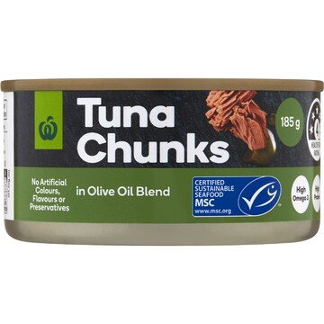 Woolworths Tuna Chunks In Olive Oil Blend 185g