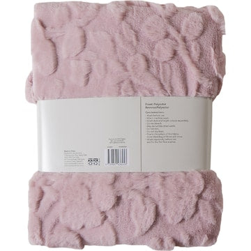 Floral Faux Fur Throw Pink each