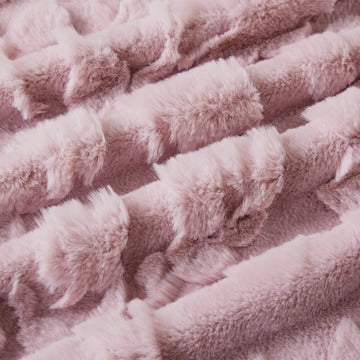 Floral Faux Fur Throw Pink each