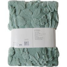 Floral Faux Fur Throw Sage each