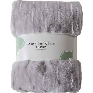Wavy Faux Fur Throw Grey each