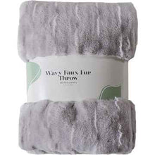 Wavy Faux Fur Throw Grey each