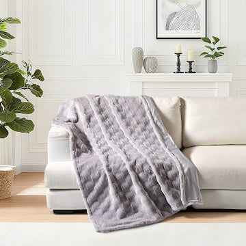 Wavy Faux Fur Throw Grey each