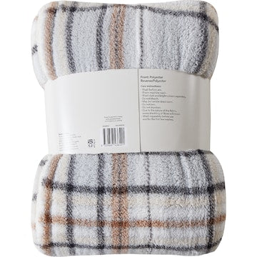 Double Sided Sherpa Throw Grey Check each