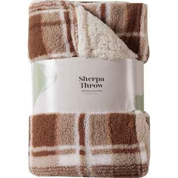 Double Sided Sherpa Throw Brown Check each