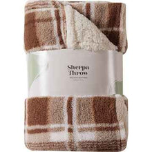 Double Sided Sherpa Throw Brown Check each