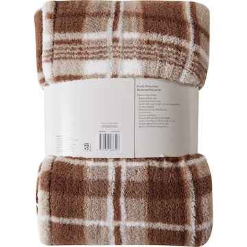 Double Sided Sherpa Throw Brown Check each