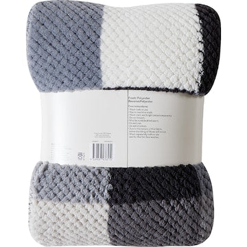 Waffle Sherpa Throw Black & White Check each
