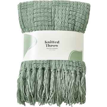 Chunky Knitted Throw Green each
