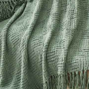 Chunky Knitted Throw Green each