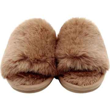 Ladies Faux Slide Slippers Chocolate Size 5/6 each