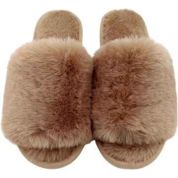 Ladies Faux Slide Slippers Chocolate Size 5/6 each