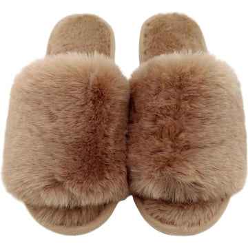 Ladies Faux Slide Slippers Chocolate Size 7/8 each