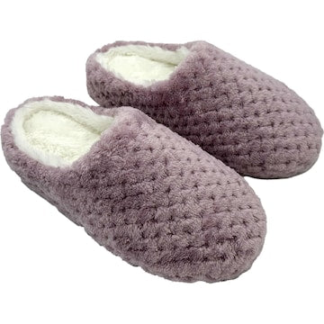 Ladies Sherpa Scuff Slippers Lilac Size 7/8 each