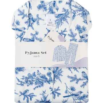 Ladies Button Up Pyjamas Blue Floral Size S each