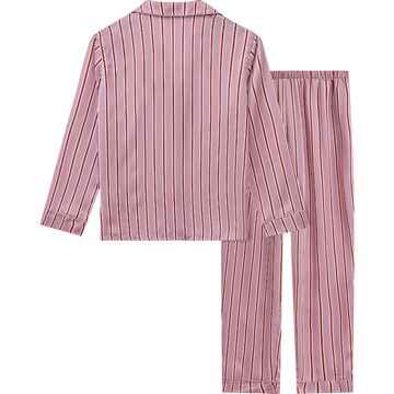 Ladies Satin Pyjamas Pink Stripes Size S each