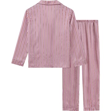 Ladies Satin Pyjamas Pink Stripes Size XL each