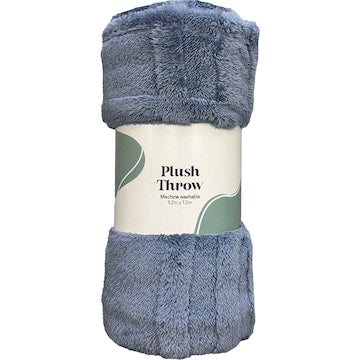 Patterned Plush Throw Blue each