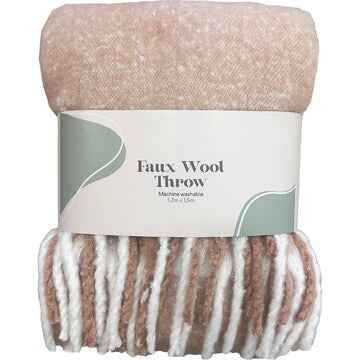 Faux Wool Throw Warm Taupe each