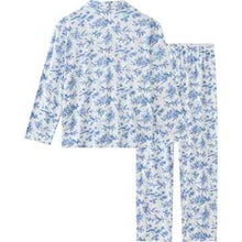 Ladies Button Up Pyjamas Blue Floral Size M each