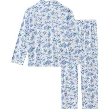 Ladies Button Up Pyjamas Blue Floral Size M each