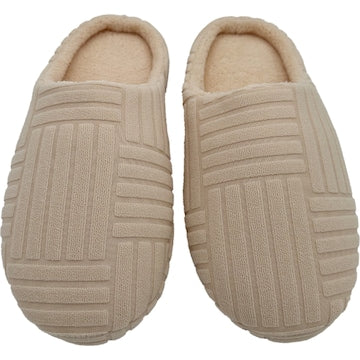 Ladies Sherpa Scuff Slippers Cream Size 7/8 each