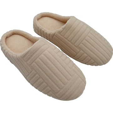 Ladies Sherpa Scuff Slippers Cream Size 7/8 each
