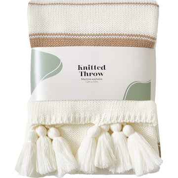 Knitted Throw Taupe Stripes each