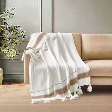 Knitted Throw Taupe Stripes each