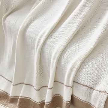 Knitted Throw Taupe Stripes each