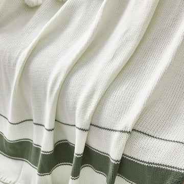 Knitted Throw Green Stripes each