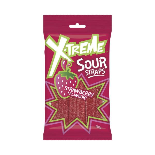 X-TREME SOUR STRAPS:STRAWBERRY:.:160 GRAM