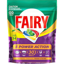 Fairy 5 Power Action Dishwashing Tablets Lemon 34 pack