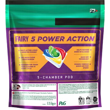 Fairy 5 Power Action Dishwashing Tablets Lemon 70 pack
