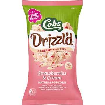 Cobs Drizzl'd Popcorn Strawberries & Cream 110g