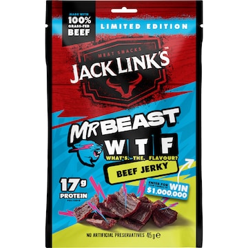 Jack Link's Mr Beast Beef Jerky Blue What's The Flavour 45g