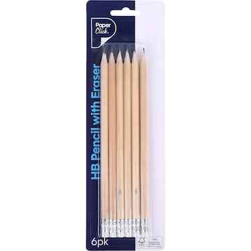 Paperclick HB Pencil With Eraser 6 pack