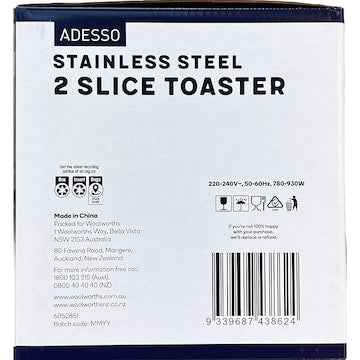 Adesso Stainless Steel 2 Slice Toaster each
