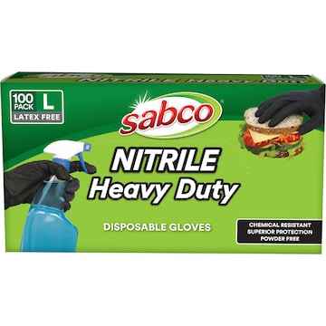 Sabco Nitrile Heavy Duty Disposable Gloves Large 100 pack