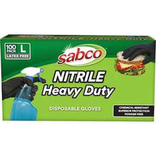 Sabco Nitrile Heavy Duty Disposable Gloves Large 100 pack