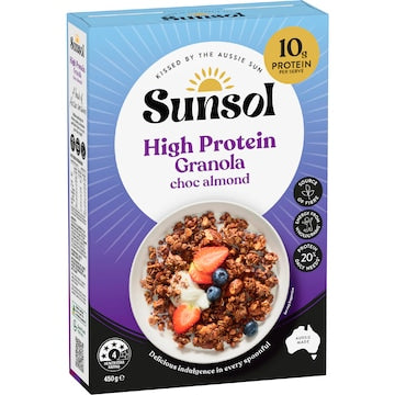 Sunsol High Protein Granola Choc Almond 450g