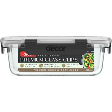 Decor Premium Glass Clips Container 630mL each