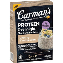 Carman's Protein Overnight Chia & Oat Sachets Creamy Vanilla Bean 6 pack
